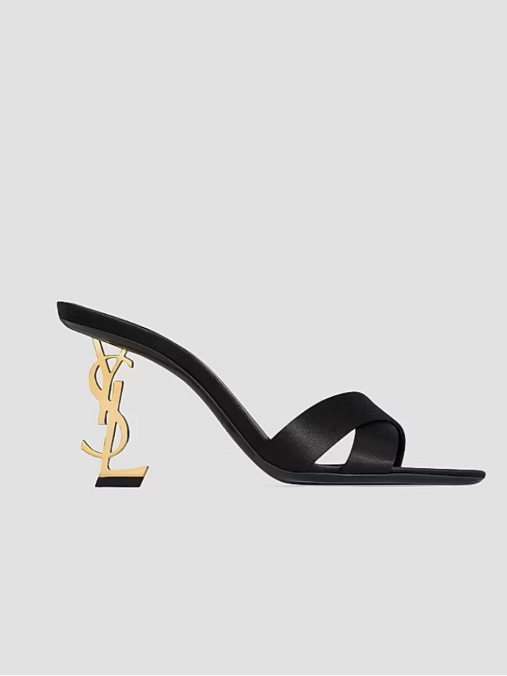 Saint Laurent Ysl Opyum 85 Mule Pump Black Gold Heel Size 35